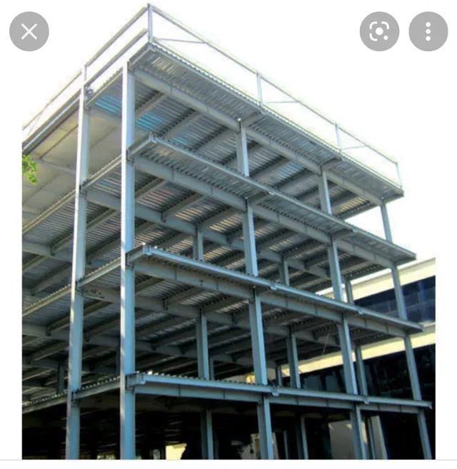 Multi-storey steel building framework with metal deck floors